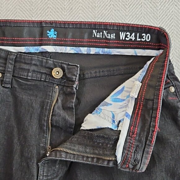 Nat Nast Jeans Men's 34x30 Black Straight Baggy Loose Skater Goth Grunge Emo Y2K - Picture 15 of 16